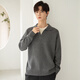 Falling lazy and relaxed henley collar men's wool sweater spring and autumn versatile pullover sweater jacket black L
