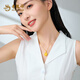 Lao Fengxiang gold pendant, pure gold smart water drop gold pendant necklace, birthday gift for wife, gold jewelry for girlfriend, pure gold pendant + pure gold necklace (about 4.86g in total)