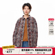 MOVEUP 2025 winter new style.FUN series lapel plaid printed loose edge retro short shirt for women coffee plaid L
