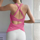 New Sexy Belly Covering Yoga Wear Vest Running Beauty Back Sports Top Pilates Sleeveless T-shirt Women's Outerwear Ivory White S