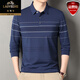 Classic car high-end pure cotton 100% long-sleeved t-shirt for men middle-aged dad with pockets polo shirt lapel autumn clothes 2632 Navy XL Recommended 130-150Jin Jin equals 0.5 kg