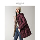Jiuzi Annako casual age-reducing hooded mid-length laminated goose down down jacket for women 2025 winter new style burgundy M