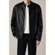 Falling Spring and Autumn Korean Style Stand Collar Leather Jacket Men's Light Mature Style Short Trendy Motorcycle PU Leather Jacket Black 3XL