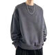 Round neck long-sleeved T-shirt for men 2025 autumn and winter trendy sweatshirt for men slim-fitting solid color inner layer warm plus velvet outer wear Iron Gray 2XL 125-140Jin Jin is equal to 0.5 kg
