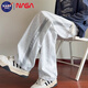 NASA BASE casual pants men's autumn and winter American loose straight sweatpants men's workwear casual wide-leg sports simple versatile trousers light gray XL (recommended 125-150Jin Jin equals 0.5 kg)