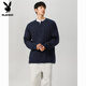Playboy (PLAYBOY) 2025 New Navy American Henley Collar Sweater Men's Winter Thickened Men's Knitted Sweater Twist Inner Top Navy Blue 2.0 XL