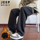 JEEP SPIRIT Jeep texture casual pants men's spring and summer loose straight sports drape sweatpants black plus velvet XL