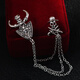 Fat Donglai's same brooch for men, Korean version, trendy retro college style, navy style, crown, cross, wings, alloy emblem for women, retro silver skull shield