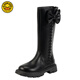 G.duck Little Yellow Duck Girls' Boots Children's High Boots 2025 Long Boots Autumn and Winter New Style Girls' Plush Leather Boots Princess Style Black Single Shoes 27 Inner Length 16.8 cm