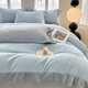 Hongdou Home Textiles Class A Thickened Carved Milk Coral Velvet Bed Four-piece Set Winter Warm Embroidered Sheets and Quilt Covers Bedding Feiwu-Baby Blue + Star Gray Thickened and Velvet 1.8m Sheet Type Four-piece Set-Duvet Cover 200*230cm