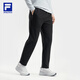 FILA official men's knitted trousers 2025 winter new fitness sports basic plus fleece straight pants dark black-BK 3XL 190/96A/XXXL