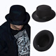Woodpecker retro British Korean version autumn and winter bowler hat woolen flat top men's and women's British jazz hat casual hat black M (56-58cm)