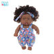 Shantou Lincun African black doll cute doll comfort baby sleeping doll vinyl reborn fake doll children's toy girl Q8-004C blue and green picture overalls 20m