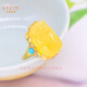 La Yun Feiyin Beeswax Pixiu Ring Chicken Fat Yellow Amber Bracelet S925 Sterling Silver Gold-plated Ring Live Adjustable Gift Beeswax Pixiu Ring