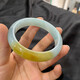 FALRIA Burmese jadeite bracelet ice type genuine ice waxy type yellow jade floating flower full circle high ice jade bracelet jade bracelet yellow jade 59mm