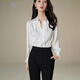 Late White New Product 2025 Autumn Solid Color Temperament Top Slim, Comfortable and Versatile Commuting Shirt for Women White XL