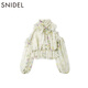 SNIDEL2025 new autumn and winter sweet ruffled off-shoulder pleated bow tie shirt SWFB255028 ivory white one size (F)