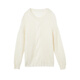 LANCY mohair silk 25 winter new style relaxed cable knit sweater women's round neck off-shoulder sweater off-white M