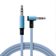 AUX audio connection cable 3.5mm headphone head-mounted adapter double-ended desktop computer mobile phone output audio speaker car data male-to-male player blue macaron elbow design 1 meter audio cable plug and play