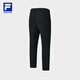FILA official men's knitted trousers 2025 winter new fitness sports basic plus fleece straight pants dark black-BK 3XL 190/96A/XXXL
