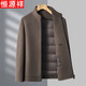 Hengyuanxiang woolen coat men's stand-up collar middle-aged coat dad winter thickened down jacket goose down liner removable
