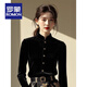 ROMON New Chinese style black velvet bottoming shirt for women autumn and winter new niche stand-up collar shirt with horse skirt top black S 80-95Jin Jin is equal to 0.5 kg