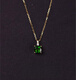 COASZE 18K gold emerald sugar cube necklace green gemstone diopside clavicle chain for girlfriend 18K gold green gemstone diamond necklace