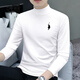 Foreigners' new autumn and winter half turtleneck long-sleeved T-shirt men's thin slim fit top with velvet bottoming shirt mid-collar autumn coat white half turtleneck L recommendation (115-130Jin Jin equals 0.5kg)