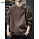 HEARMERORA2025 Spring New Henry Neck Sweatshirt Men's Fashion Brand Embroidery Splicing Heavy Weight Loose Pullover Casual Dark Gray M _Suitable Weight 90-130Jin Jin is equal to 0.5 kg