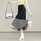 Demana, good-looking everyday, winter atmosphere, elastic waist, contrasting color, A-line hidden flesh, easy to match skirt, mid-length for women