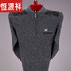 Hengyuanxiang cardigan men's middle-aged and elderly sweater 2024 winter new thickened zipper collar red zodiac dad base shirt TH-ZYR-9906 black 170 (120-140Jin [Jin equals 0.5 kg])