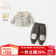 Banxidi Girls Suit Autumn and Winter Clothes 2025 New Children's Jacket Pants Plus Velvet Padded Clothes Baby Winter Children's Clothes Beige 90