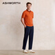 ASHWORTH comfortable cotton spring and summer new knitted lapel short-sleeved Polo shirt men's dopamine versatile commuter lapel T-shirt O1-Salmon M