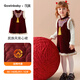 Keying girls dress ethnic style 2025 winter baby girl sweet vest dress vest girl red velvet New Year's greetings dress