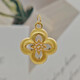 18K gold diamond pendant, brushed clover, 18K gold woven four-leaf clover pendant, birthday gift for girls, yellow K chain