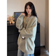 Jufeng American retro Henry collar sweater for men and women in autumn Korean style lazy style sweater, high-end inner coat for couple, light gray, upgraded version, 95% users choose XL