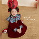 LUSON Children's Clothing Baby Girl New Chinese Style Cloud Shoulder Red Dress 2026 New New Year Velvet Skirt New Year's Eve Clothing