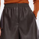 Gloria PU leather shorts for women 2025 new autumn and winter popular wear high waist pants for small people 1ECC1A450 90Y dark brown S