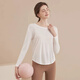 Bright dip yoga wear women's long-sleeved T-shirt spring and autumn new professional Pilates back loose fitness sports blouse top white M 100-110Jin Jin equals 0.5 kg