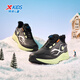 XTEP Children's Shoes Children's X Mecha-Rocket Shoes Knob Buckle Running Shoes Winter Plush Cotton Shoes Black/Jelly Green 33