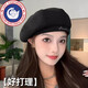 SCOTT GOOSE autumn and winter new woolen beret fashionable British style painter hat retro versatile face-showing little beret hat for men and women black M (56-58cm)