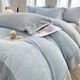 Hongdou Home Textiles Class A Thickened Carved Milk Coral Velvet Bed Four-piece Set Winter Warm Embroidered Sheets and Quilt Covers Bedding Feiwu-Baby Blue + Star Gray Thickened and Velvet 1.8m Sheet Type Four-piece Set-Duvet Cover 200*230cm