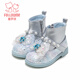 Fuluo Mi Girls Toddler Shoes Winter Sweet and Fashionable Crystal Princess Boots Baby Velvet Anti-Slip Leather Boots Symphony Silver 27