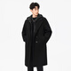 Mu Fanmian spring new fake two-piece woolen coat men's long hooded knee-length large size loose fat spring and autumn windbreaker jacket black thickened L suitable for 125 to 150 Jin Jin equals 0.5 kg