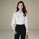 Late White New Product 2025 Autumn Solid Color Temperament Top Slim, Comfortable and Versatile Commuting Shirt for Women White XL