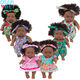 Shantou Lincun African black doll cute doll comfort baby sleeping doll vinyl reborn fake doll children's toy girl Q8-004C blue and green picture overalls 20m