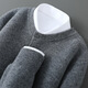 SATCHI twelve-needle double-strand Australian wool cardigan autumn and winter men's Henley collar sweater short loose sweater jacket light gray S