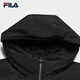 FILA Offizielle leichte Daunenjacke für Herren, Winter, Business, Casual, mit Kapuze, warme Jacke, True Black-BK XL 180/100A
