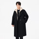 Mu Fanmian spring new fake two-piece woolen coat men's long hooded knee-length large size loose fat spring and autumn windbreaker jacket black thickened L suitable for 125 to 150 Jin Jin equals 0.5 kg