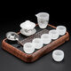 Jian Yang Bingzhong Glaze Tea Set Home High-end White Jade Kung Fu Covered Bowl Tea Cup Heat-Resistant Anti-scalding Chinese Office Tea Set 10 Pieces/Tea Strainer Set/Tea Tray